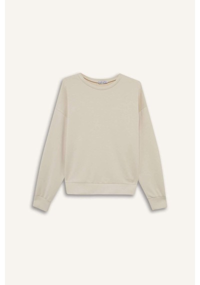 Defacto Bisiklet Yaka Modal Sweatshirt G2913ax25auer120 Ekru