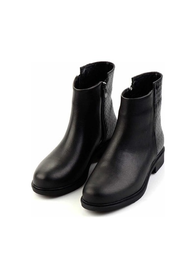 Siyah Siyah Hakiki Deri Kadın Bot & Bootie K02586307003 Siyah