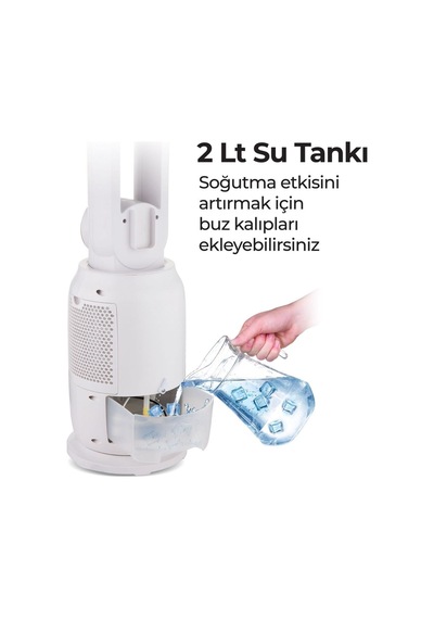 Aura Su Buz Soğutmalı Dokunmatk Led Ekran Sağ Sol Salınımlı Uzaktan Kumandalı Kule Vantilatör Aura Su Buz Soğutmalı Dokunmatk Led Ekran Sağ Sol Salınımlı Uzaktan Kumandalı Kule Vantilatör
