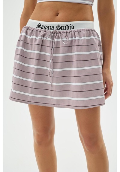 Sagaza Studio Ss6072 Beli Lastikli Bağlamalı Mini Etek Bordo