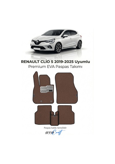 Otocraft Renault Clio 5 2019-2025 Uyumlu Taba 3d Havuzlu Eva Oto Paspas Takımı 5 Parça Araca Özel