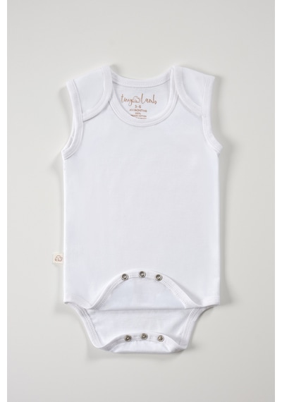 Tinylamb Beyaz Renk Bebek Bodysuit Kolsuz 5'li Set - Bebek Atleti %100 Pamuk Kolsuz Bebek Atleti Beyaz