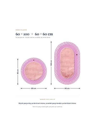 Banyo Paspası Takımı 60x100+60x60 Cm Dış Trikot Pembe & Pembe