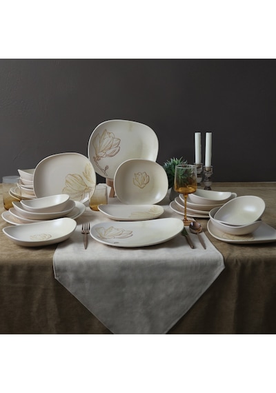 Vintage Bloom Isabella Yemek Takımı 24 Parça 6 Kişilik 22054-55-56-57 Krem