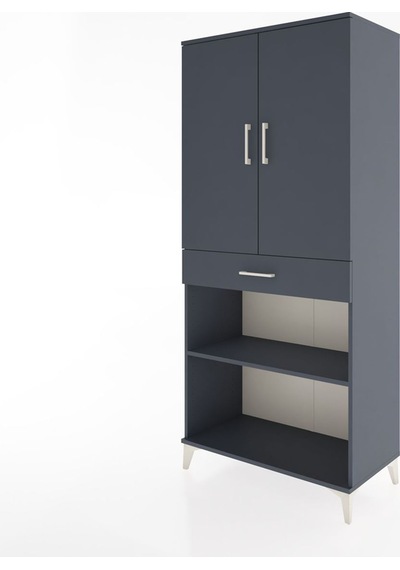 Hyperion Dolap 4 Raflı Tek Çekmeceli 2 Kapaklı 88x44x195 Antr... Antrasit