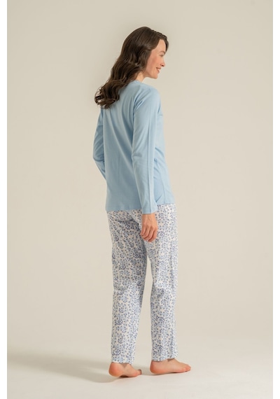 Pierre Cardin Most Wonderful Time Of The Year Kadın Mavi Uzun Kol Pijama Takım Pc9269-s-v1 Pc9269-s-v1