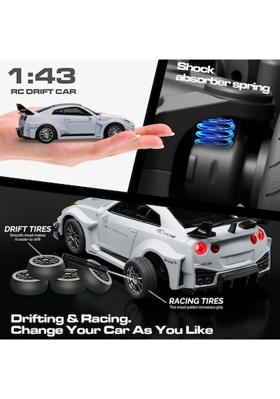 Uzaktan Kumandalı 1:43 Metal Drift Araba 15 Km/h Hız 2.4ghz Kumanda Şarjlı Rc Yarış Arabası