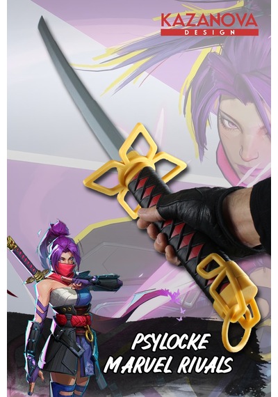 Kazanova Design Psylocke Katlanabilir Katana Figür Marvel Rivals Cosplay