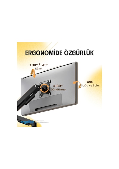 Ergoflex X10 Siyah 22-40inch Amortisörlü 12 Kg Monitör Standı 2026 Versiyon