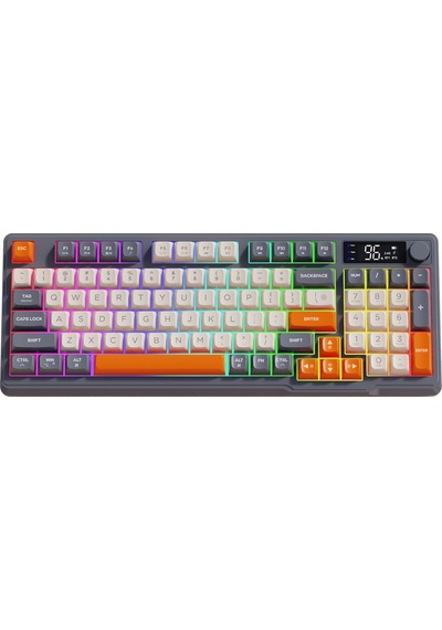 M96 Kablosuz 2.4ghz Kablosuz + Bt Çift Modlu Klavye Led Ekranlı Oyun Klavyesi İle Pbt Knob Rainbow M96 Kablosuz 2.4ghz Kablosuz + Bt Çift Modlu Klavye Led Ekranlı Oyun Klavyesi İle Pbt Knob Rainbow