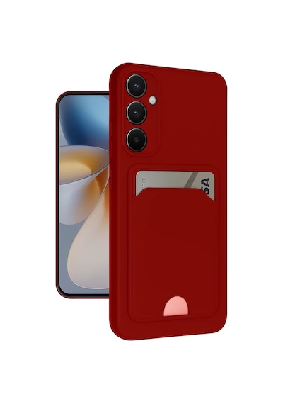 Newface Samsung Galaxy S24 Fe Kılıf Kelvin Kartvizitli Silikon - Kırmızı