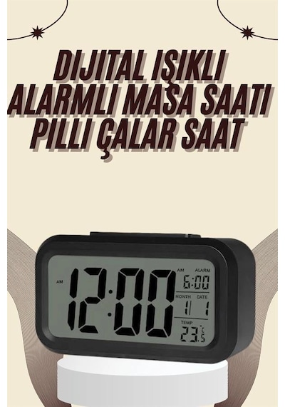 Dijital Masa Saati Termometreli Takvim Çalar Saat Led Ekran Pilli Diğer 39526230