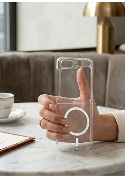 Galaxy Z Flip 5 İçin Uyumlu Kamera Korumalı M-safe Şarj Özellikli Şeffaf Sert Pc Kapak