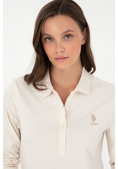 U.S. Polo Assn. Kadın Krem Basic Polo Yaka Sweatshirt 50289541-VR071