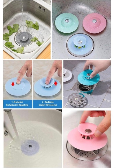 2 Kademeli Dokunmatik Lavabo Tıkacı Silikon Lavabo Gider Tıpası 2 Adet Plastik Diğer