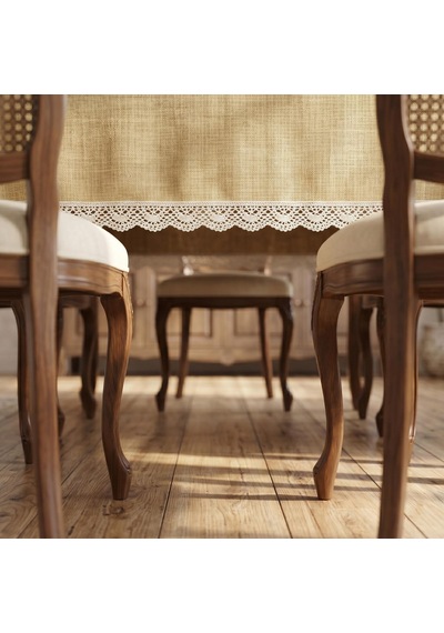 Efes Keten Polyester Kumaş Koyu Bej Masa Örtüsü Dikdörtgen 150x210 Cm -1612 Çok Renkli