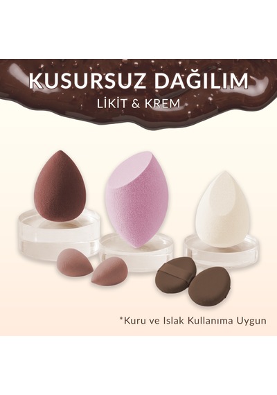 12 Parça Kavanozlu Makyaj Süngeri Ve Kadife Puf Seti Likit Fondöten & Pudra Sabitleme Seti