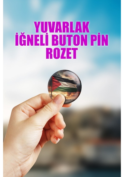 Filistin Gazze Çanta Süsü İğneli Buton Rozet Seti 1 Adet Tekli