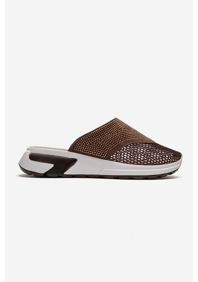 Luvishoes Glea Kahverengi Taşlı Burnu Kapalı Kadın Terlik