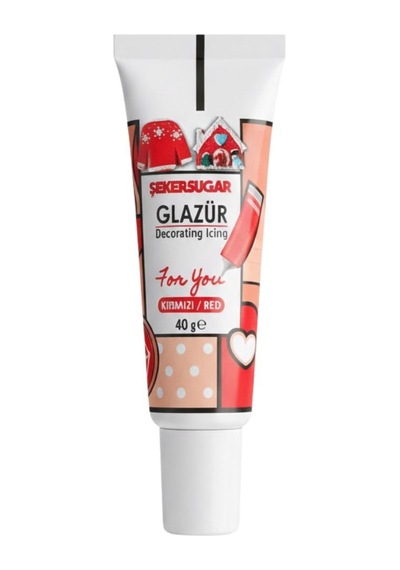 Glazür Tüp Kırmızı 40 Gr Pasta Ve Kurabiye Dekor Glaze