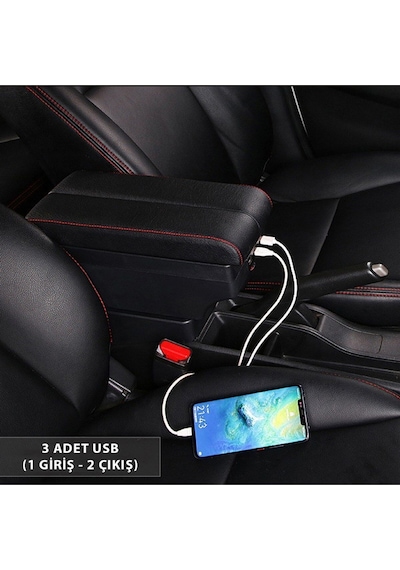 Peugeot 207 2010-2020 Sürgülü Kolçak Kol Dayama 2 Adet Usb Li Araca Özel Delmesiz Vidasız Montaj
