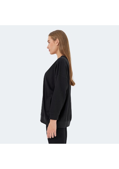 Slazenger VIKENTI SW Oversize Kadın Cepli Oversıze Siyah Sweatshirt