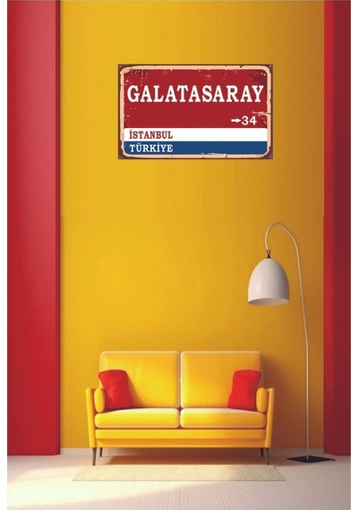 Galatasaray Yön Tabelası Retro Vintage Ahşap Poster - 306188939