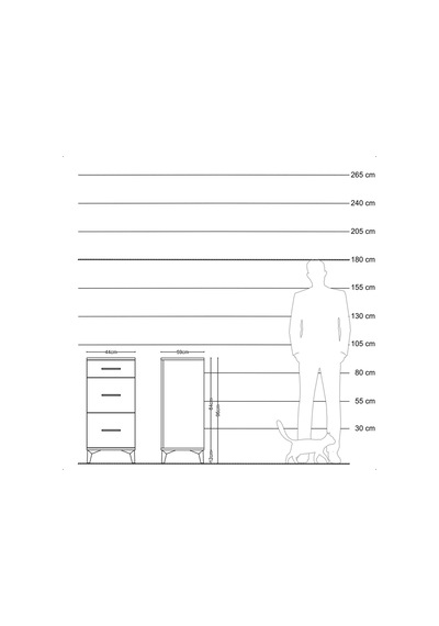 Kronos Komodin 3 Çekmeceli 44x59x96 Aytaşı-aytaşı Aytaşı