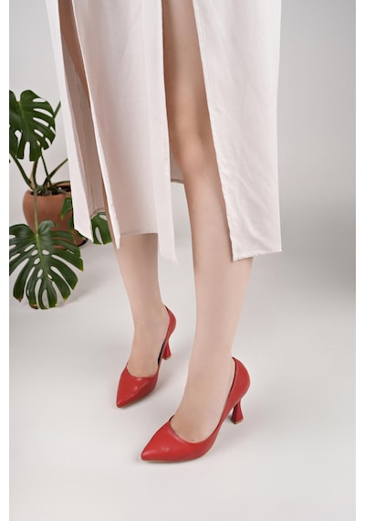 Nesilshoes Nesil Shoes Özma 499 Kırmızı Topuklu Kadın Stiletto