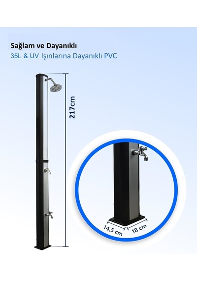 Solar Duş Ayak Yıkamalı 35l Gri - Gümüş