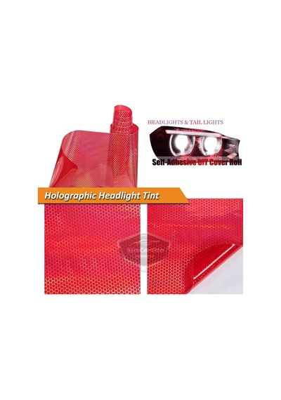 Kırmızı Hologram Petek Desen Far Stop Filmi Far Folyosu Far Çizik Çizilme Engelleyici Folyo 100 X 30 Cm 00 Şüscaroto Aksesuar