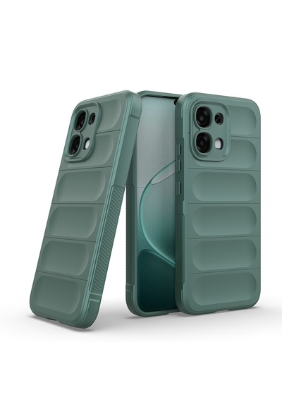 Oppo A6 Pro Kılıf Darbe Emici Kamera Korumalı Esnek Tpu Oyuklu Arka Yüzey Tasarımlı Zore Etnik Silikon Kapak Koyu Yeşil