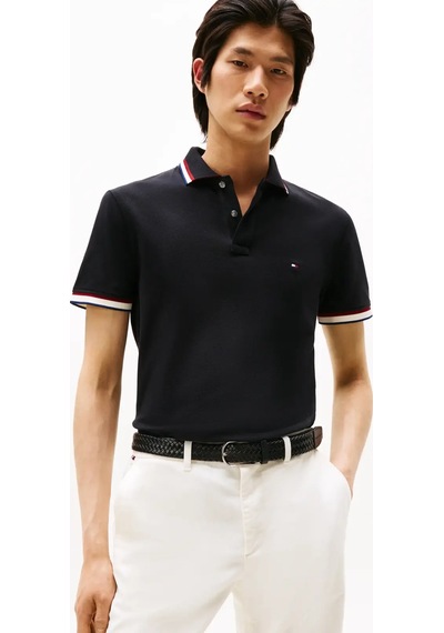 Tommy Hilfiger Cuff Interest Slım F, Bds Siyah Erkek Polo Yaka T-shirt