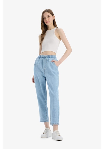 DeFacto Pull On Paperbag Yüksek Bel Düz Paça Uzun Yumuşak Jean Pantolon E0733AX25SMNM28