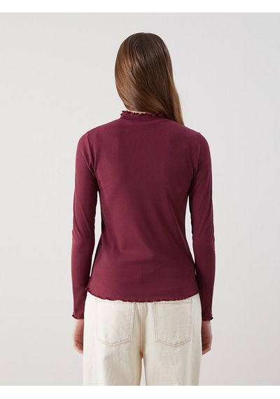 Lcw Modest Bordo Dik Yaka Kadın Body
