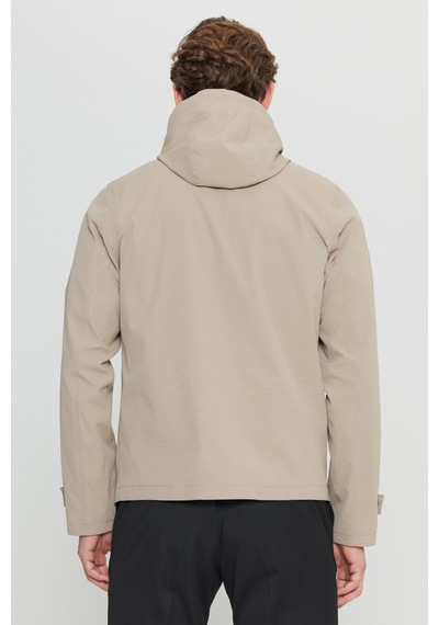 Altınyıldız Classıcs Erkek Bej Softshell Standart Fit Normal Kesim Kapüşonlu Cepli Mont