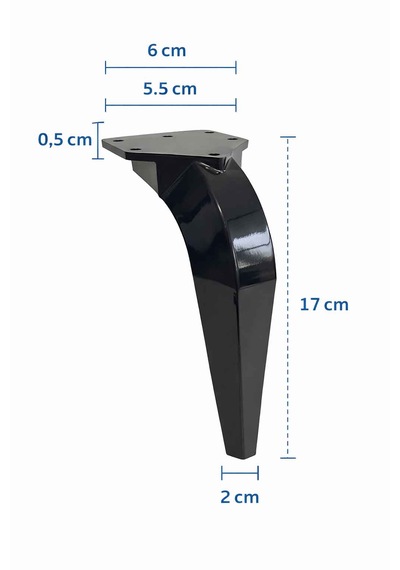 İmt Aksesuar Milano 17 Cm Siyah Mobilya Ayağı - Robot Süpürge Uyumlu Koltuk, Tv Ünitesi, Konsol,dolap Ayak Siyah