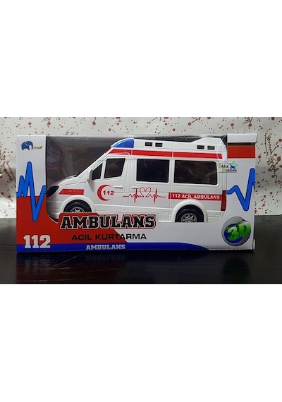 Kutulu Işıklı Sesli Ambulans Oyuncak Ambulans Araba Çarp Dön 20cm Kutulu Işıklı Sesli Ambulans Oyuncak Ambulans Araba Çarp Dön 20cm