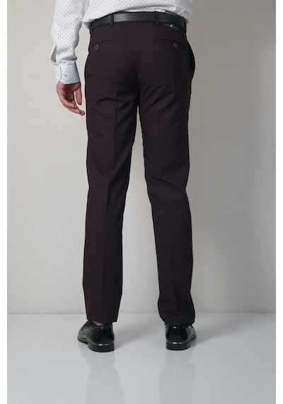 Bomonti Slım Petek Desenlı Bordo Kumaş Pantolon Bordo