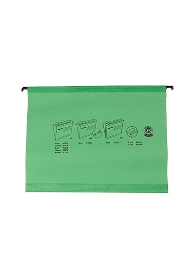 Klasik Askılı Dosya, A4, Yeşil, 25'li Paket, Sekmeler Dahil, 90318