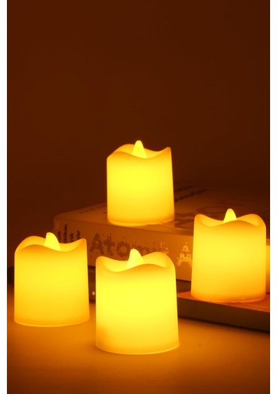 Telvesse 4 Adet Mini Led Mum Seti Pilli Dumansız Alevli Ledli Dekoratif Yapay Mum Dekor Işığı 4 Adet Mat Beyaz 4, Diğer