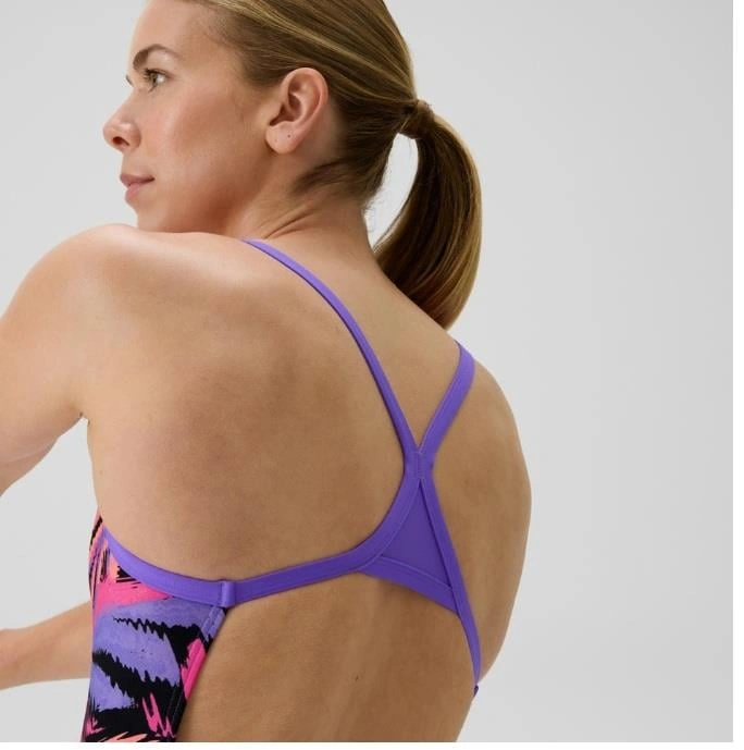 Speedo Printed Turnback Kadın Yüzücü Mayosu Pembe