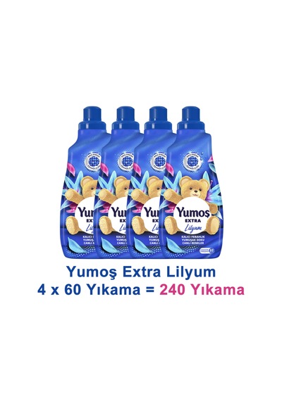 Extra Konsantre Çamaşır Yumuşatıcısı Lilyum 1440 Ml 60 Yıkama X 4 Adet Diğer