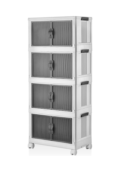 Katlanabilir Modüler Dolap 4 Lü 54 Cm X 31,7 Cm X 127 Cm, Beyaz Genel