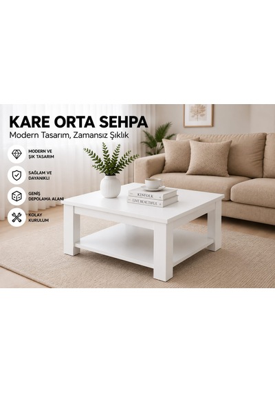 Kare Orta Sehpa Beyaz - Beyaz