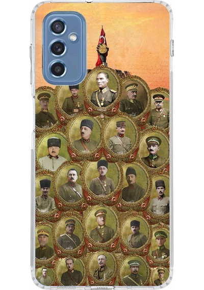 Samsung Galaxy M52 Uyumlu Atatürk Ve Kurtuluş Savaşı Komutanları Baskılı Silikon Kılıf Renkli