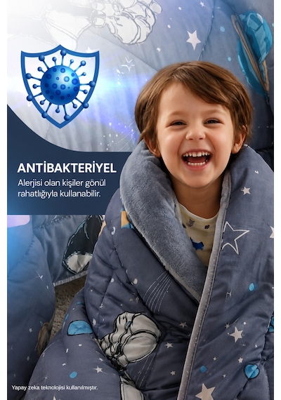 Formeya Tek Kişilik Çarşaflı Astronot Desenli Çift Taraflı Wellsoft Uyku Seti