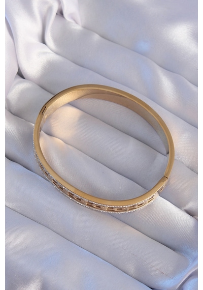 Ezoconcept 316l Çelik Gold Renk Zirkon Taşlı Tiffany Model Kelepçe Çok Renkli