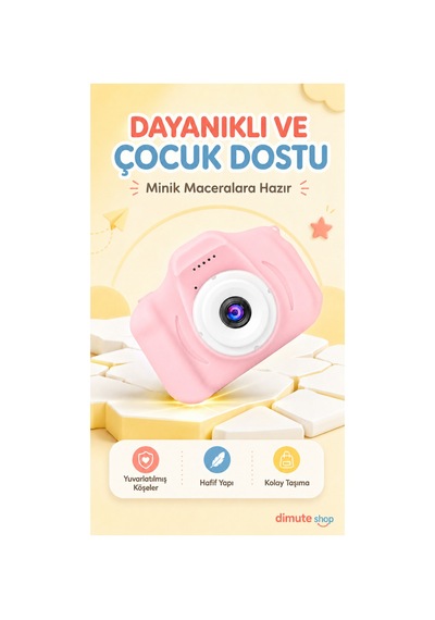 Renkli Çocuk Kamerası Taşınabilir Mini Dijital Fotoğraf Makinesi Hediyelik Çocuk Kamerası Pembe - 744100309