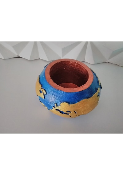 El Yapımı Özgün Tasarım Dünya Saksısı 7cm 7cm